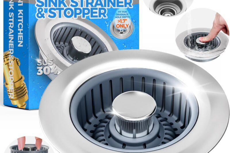 3-in-1 Anti-Clog Kitchen Sink Drain Strainer