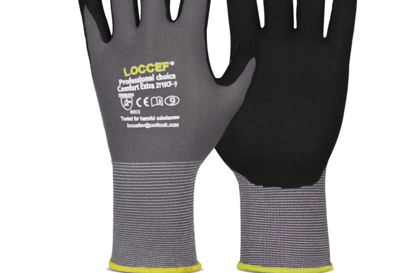 LOCCEF Nitrile Coated Work Gloves, 6 Pairs