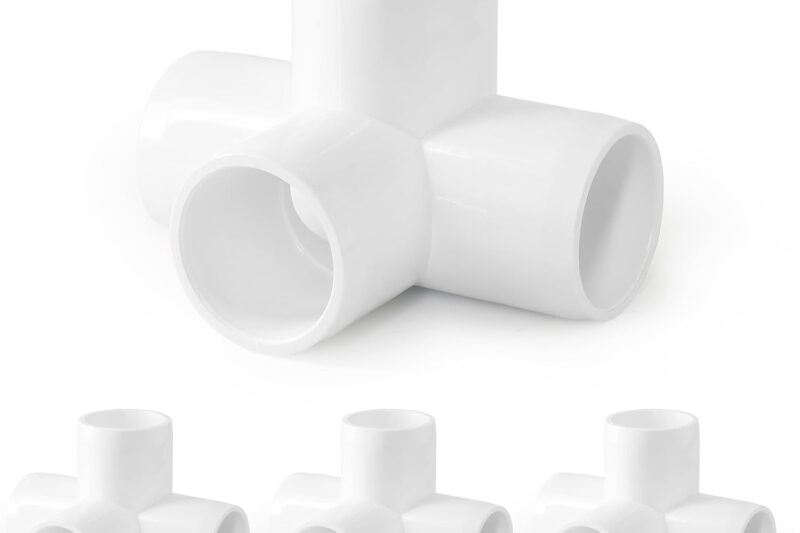 3/4" PVC 4-Way Elbow Pipe Fittings, 4-Pack