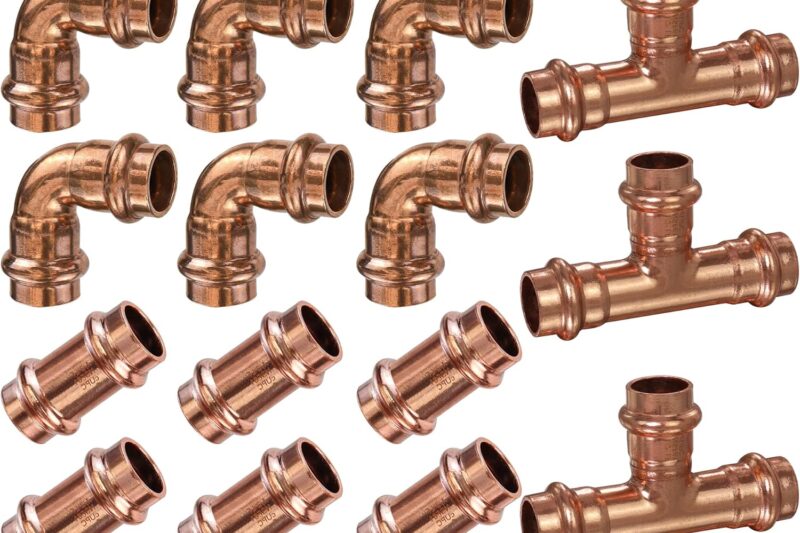 Copper Press Fittings Set, 1/2″ Coupling & Elbow